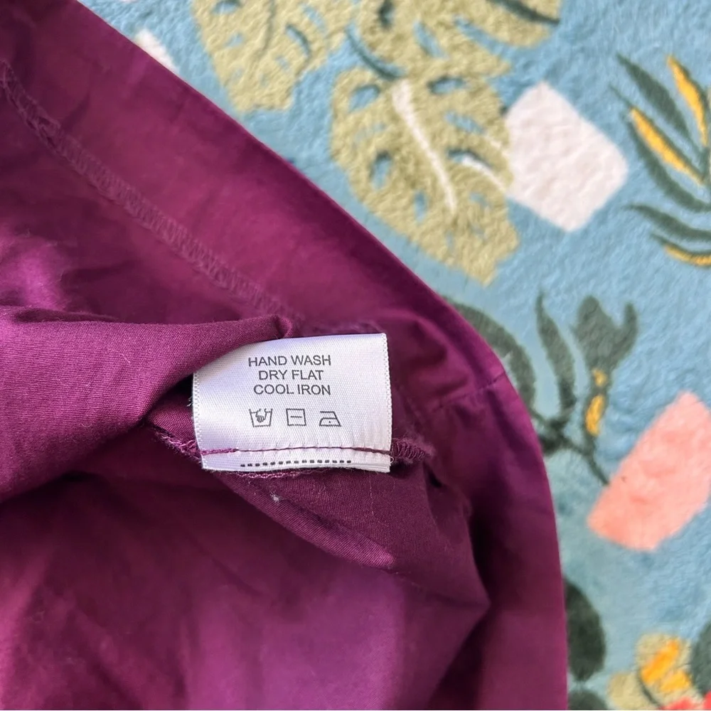 Tory Burch dark purple maroon ruffle front long sleeve button front shirt - Picture 5 of 8